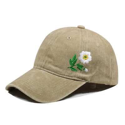 Summer Embroidered Daisy Floral Adjustable Baseball Cap