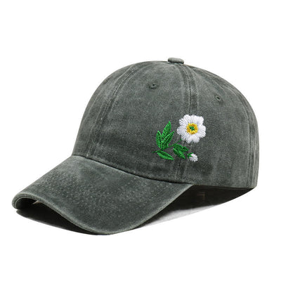 Summer Embroidered Daisy Floral Adjustable Baseball Cap