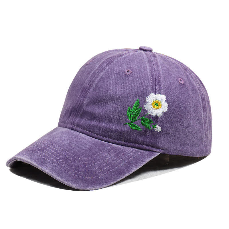 Summer Embroidered Daisy Floral Adjustable Baseball Cap
