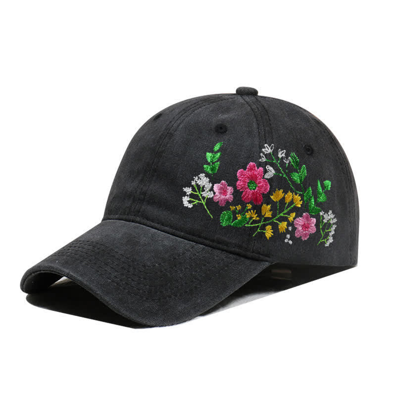 Summer Embroidered Daisy Floral Adjustable Baseball Cap