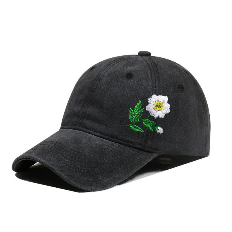 Summer Embroidered Daisy Floral Adjustable Baseball Cap