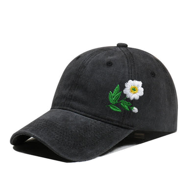 Summer Embroidered Daisy Floral Adjustable Baseball Cap