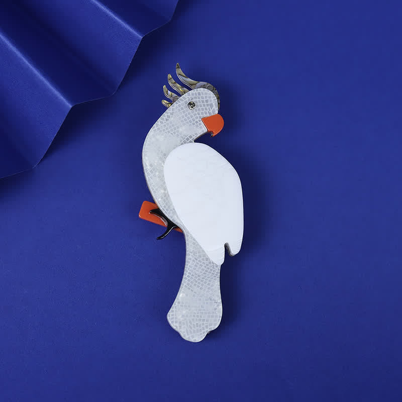 White Parrot Cartoon Bird Handmade Acrylic Brooch