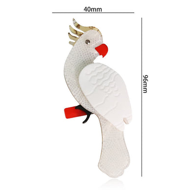 White Parrot Cartoon Bird Handmade Acrylic Brooch