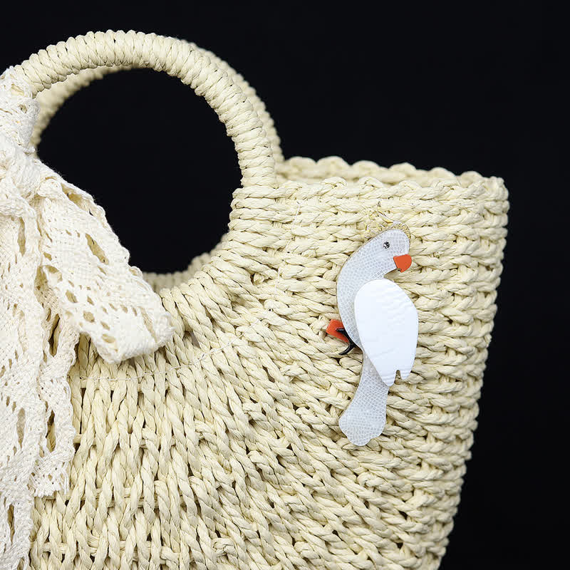 White Parrot Cartoon Bird Handmade Acrylic Brooch