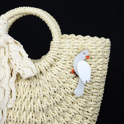White Parrot Cartoon Bird Handmade Acrylic Brooch