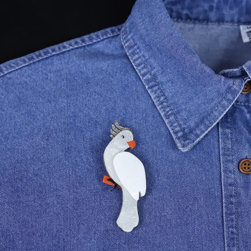 White Parrot Cartoon Bird Handmade Acrylic Brooch