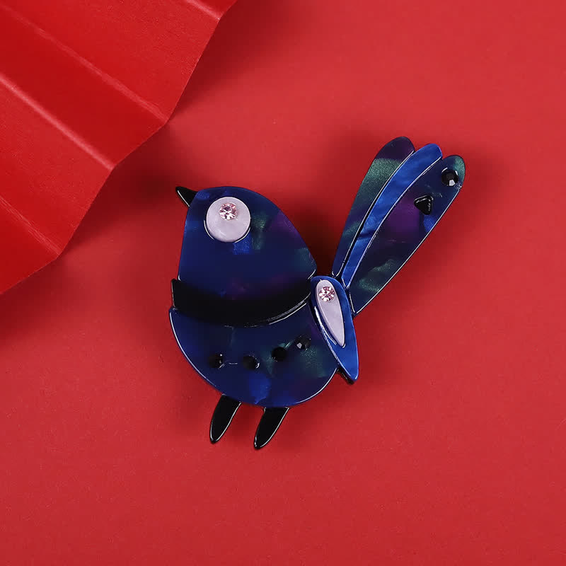 Navy Little Cartoon Bird Handmade Acrylic Brooch