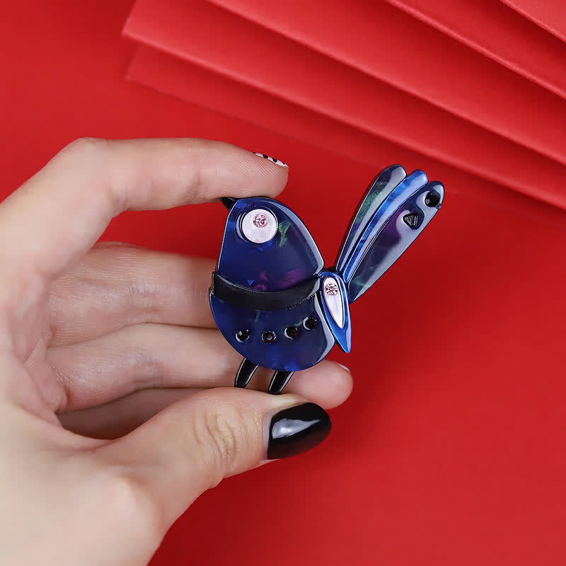 Navy Little Cartoon Bird Handmade Acrylic Brooch