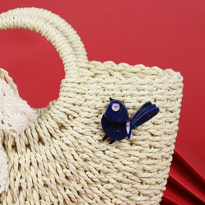 Navy Little Cartoon Bird Handmade Acrylic Brooch