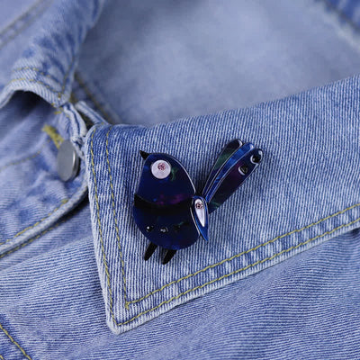 Navy Little Cartoon Bird Handmade Acrylic Brooch