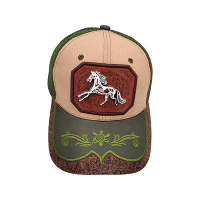 Silver 3d Metal Horse Decor Westerm Embroidery Mesh Truck Hat (Pre-Sale)