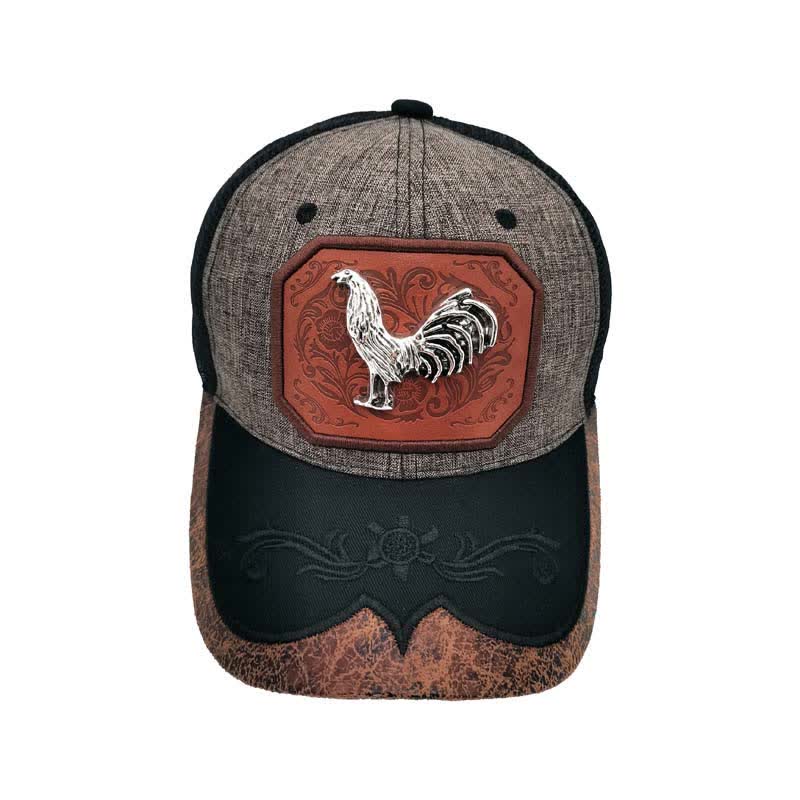 Silver 3d Metal Rooster Decor Westerm Embroidery Mesh Truck Hat (Pre-Sale)