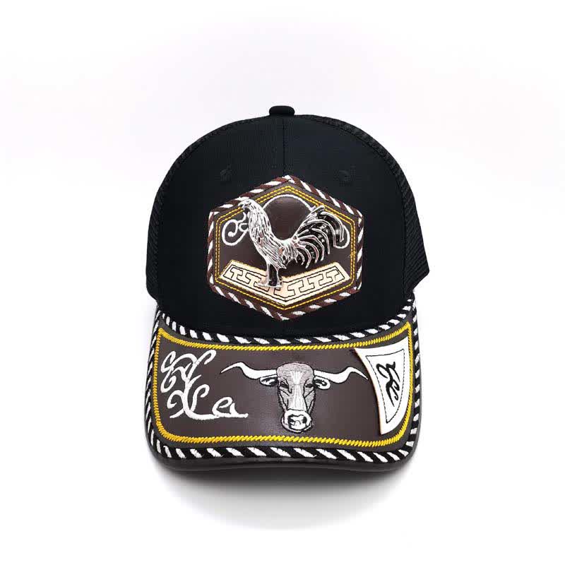 Silver 3d Metal Decor Westerm Embroidery Black Mesh Truck Hat (Pre-Sale)