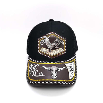 Silver 3d Metal Decor Westerm Embroidery Black Mesh Truck Hat (Pre-Sale)