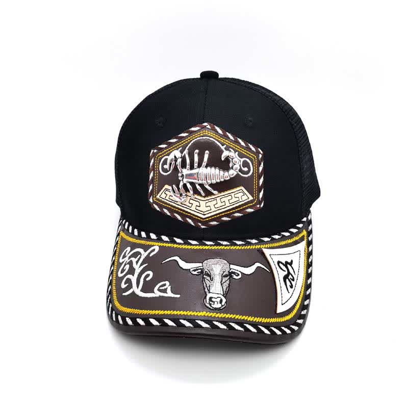 Silver 3d Metal Decor Westerm Embroidery Black Mesh Truck Hat (Pre-Sale)