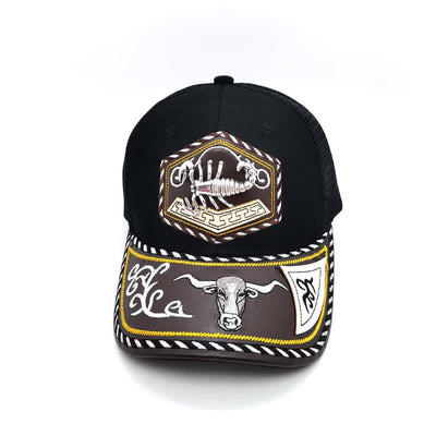 Silver 3d Metal Decor Westerm Embroidery Black Mesh Truck Hat (Pre-Sale)