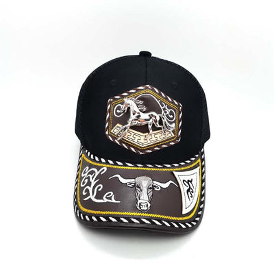 Silver 3d Metal Decor Westerm Embroidery Black Mesh Truck Hat (Pre-Sale)