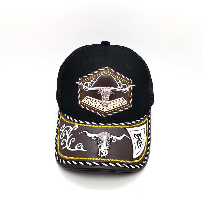 Silver 3d Metal Decor Westerm Embroidery Black Mesh Truck Hat (Pre-Sale)