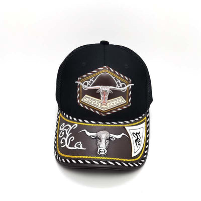 Silver 3d Metal Decor Westerm Embroidery Black Mesh Truck Hat (Pre-Sale)