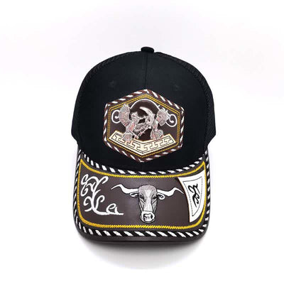 Silver 3d Metal Decor Westerm Embroidery Black Mesh Truck Hat (Pre-Sale)