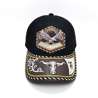 Silver 3d Metal Decor Westerm Embroidery Black Mesh Truck Hat (Pre-Sale)