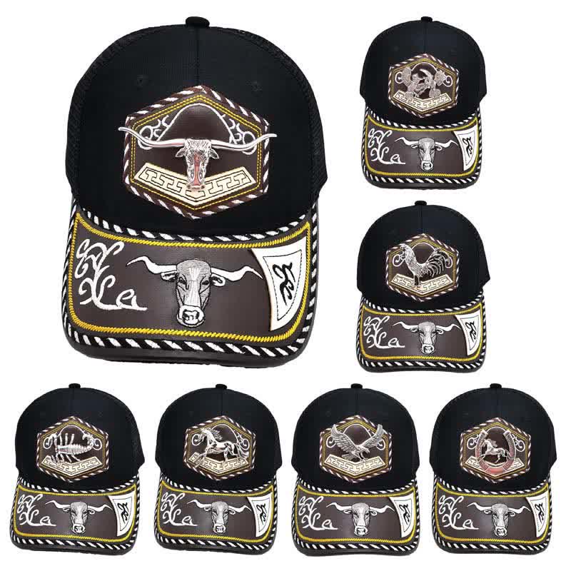 Silver 3d Metal Decor Westerm Embroidery Black Mesh Truck Hat (Pre-Sale)