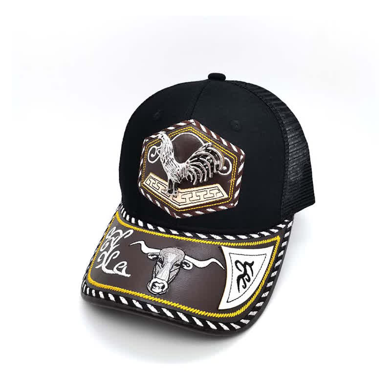 Silver 3d Metal Decor Westerm Embroidery Black Mesh Truck Hat (Pre-Sale)
