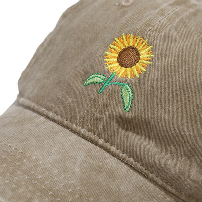 Sunflower Embroidery Floral Adjustable Baseball Cap