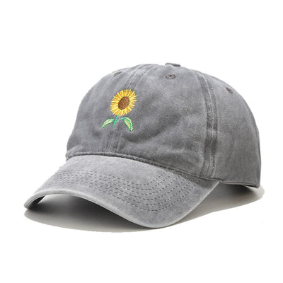 Sunflower Embroidery Floral Adjustable Baseball Cap