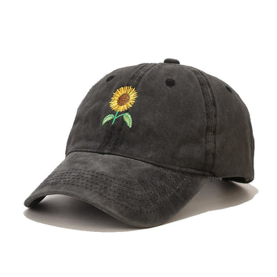 Sunflower Embroidery Floral Adjustable Baseball Cap