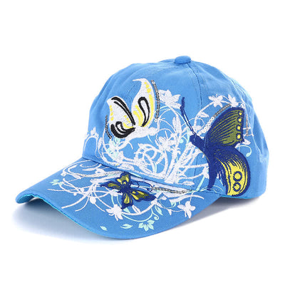 Butterfly Embroidery Floral Adjustable Baseball Cap