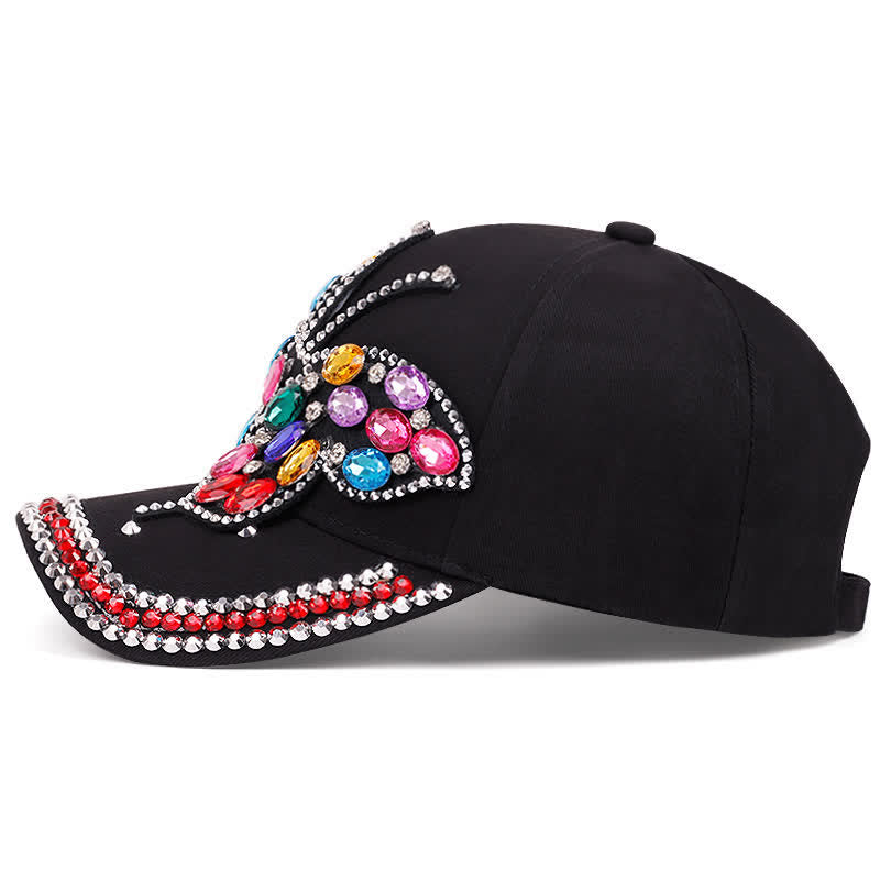 Sparkling Rhinestone Butterfly Adjustable Baseball Cap