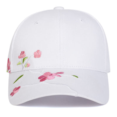 Pink Side Face Embroidery Floral Adjustable Baseball Cap