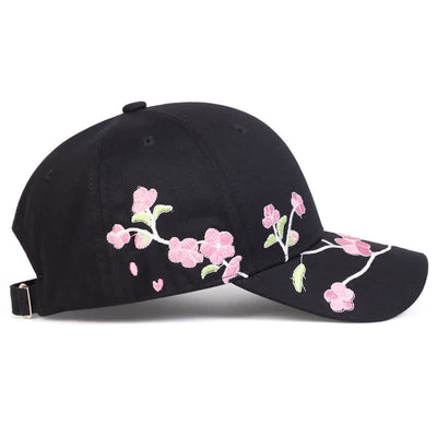Pink Side Face Embroidery Floral Adjustable Baseball Cap