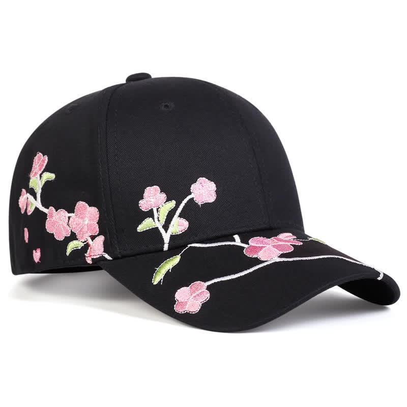 Pink Side Face Embroidery Floral Adjustable Baseball Cap