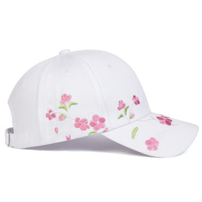 Pink Side Face Embroidery Floral Adjustable Baseball Cap