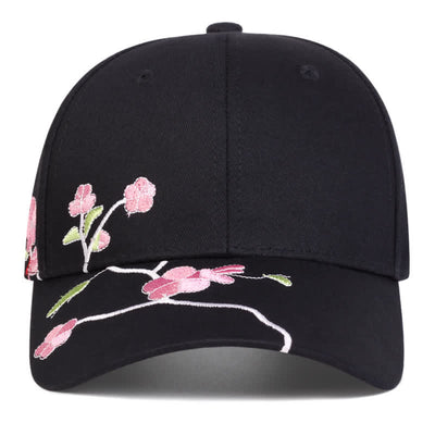 Pink Side Face Embroidery Floral Adjustable Baseball Cap