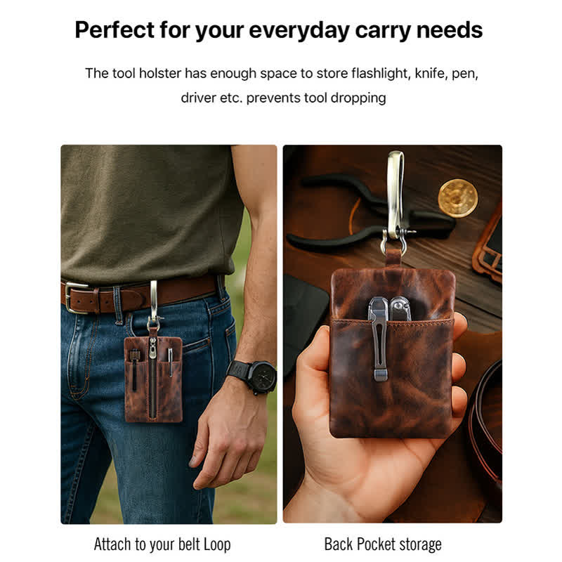 Functional Leather Tool Bag With Large Hook Buckle - image 4