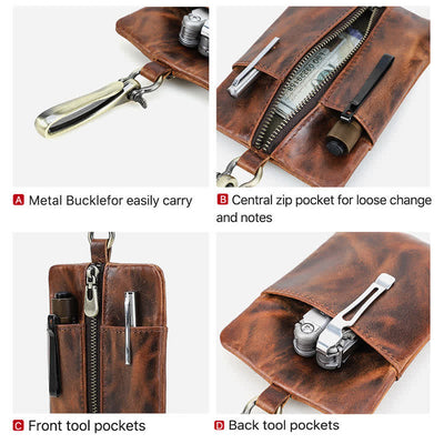Functional Leather Tool Bag With Large Hook Buckle - image 6