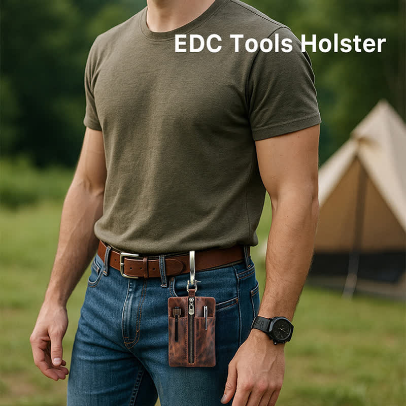 Functional Leather Tool Bag With Large Hook Buckle - image 2