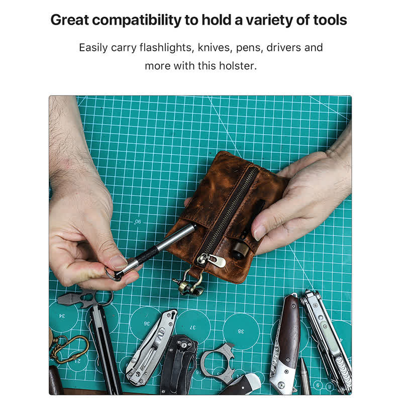 Functional Leather Tool Bag With Large Hook Buckle - image 5