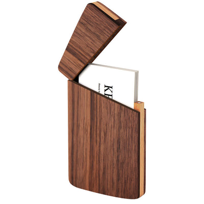 Custom Engraved Name Business Wooden Card Case - Black Walnut - image 3