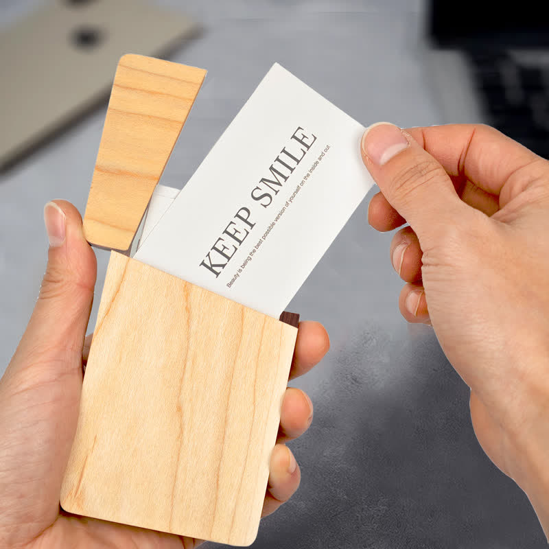 Custom Engraved Name Business Wooden Card Case - Maple - image 11