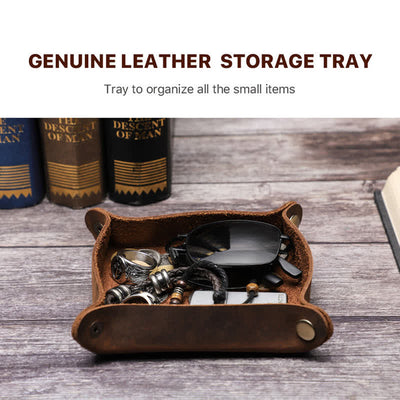 Rustic Genuine Leather Custom Name Foldable Valet Tray - image 4