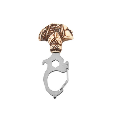 Practical Bull Indian Head Keychain With Hammer Breaker - Indian Head - Silver - image 9