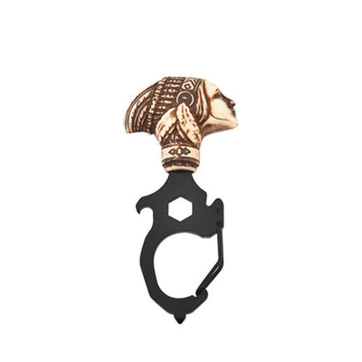 Practical Bull Indian Head Keychain With Hammer Breaker - Indian Head - Black - image 10