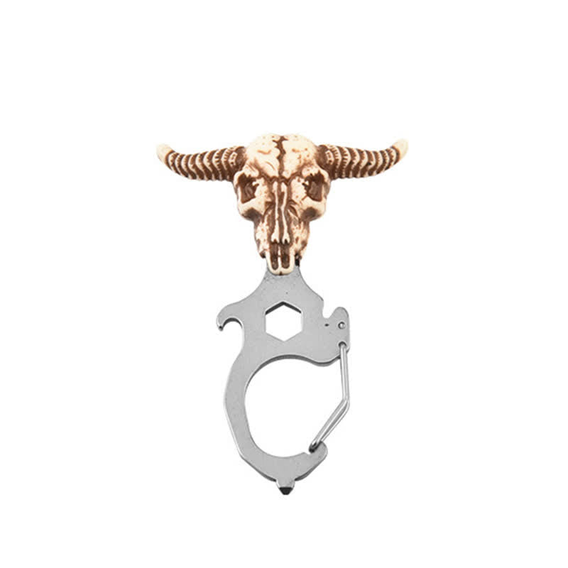 Practical Bull Indian Head Keychain With Hammer Breaker - Bull Head - Silver - image 3