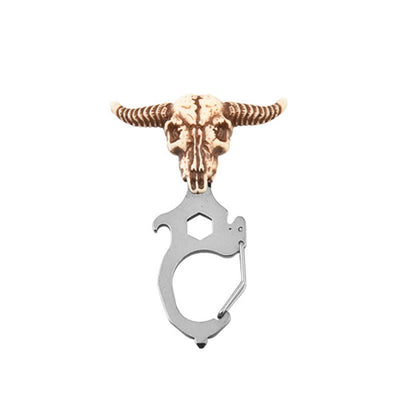 Practical Bull Indian Head Keychain With Hammer Breaker - Bull Head - Silver - image 3