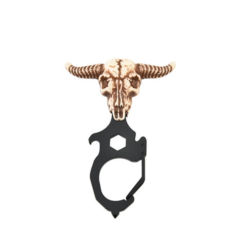 Practical Bull Indian Head Keychain With Hammer Breaker - Bull Head - Black - image 6